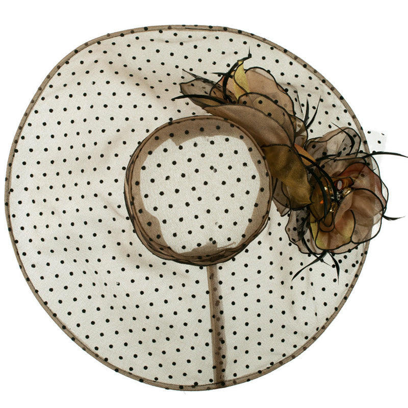 Polka Dot Designed Flower Detailed Organza Hat