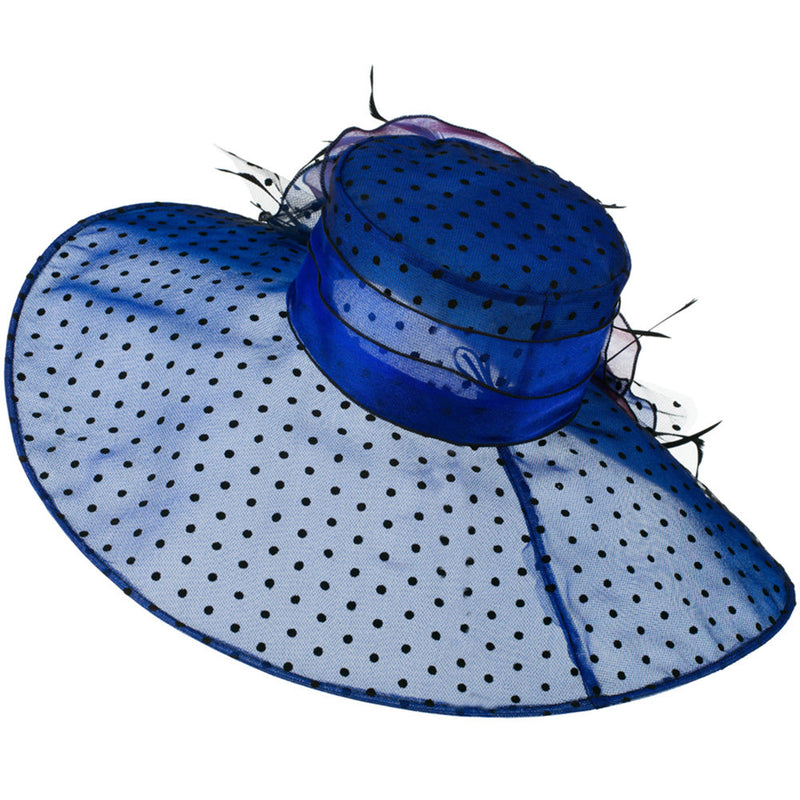 Polka Dot Designed Flower Detailed Organza Hat