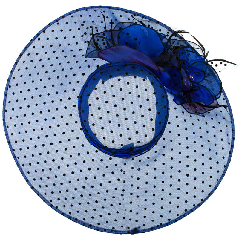 Polka Dot Designed Flower Detailed Organza Hat