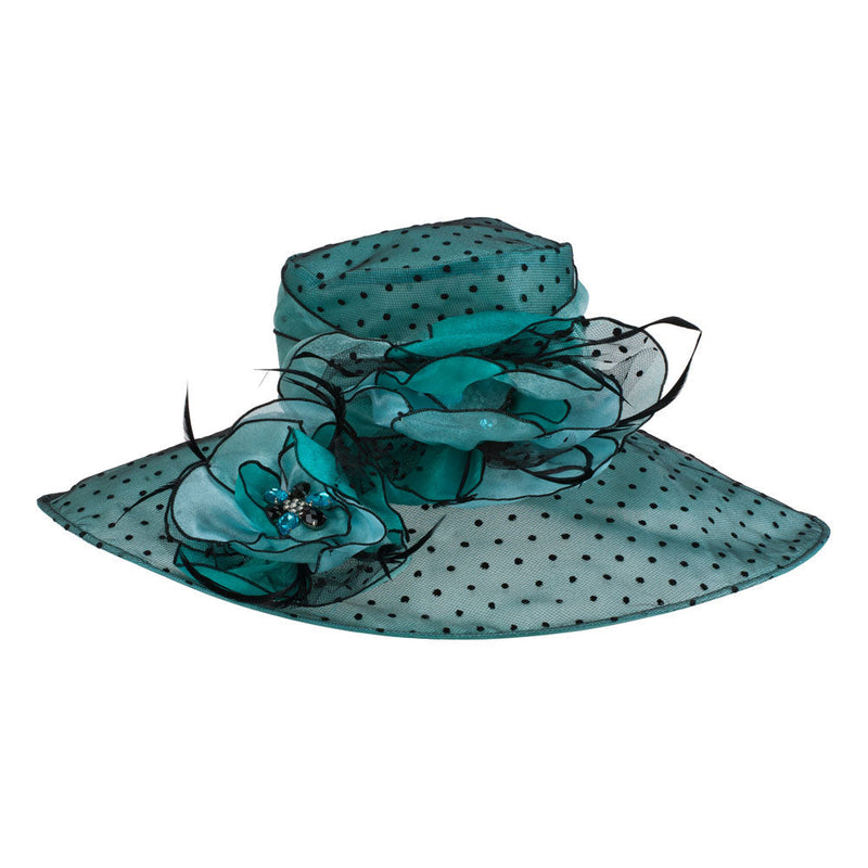 Polka Dot Designed Flower Detailed Organza Hat