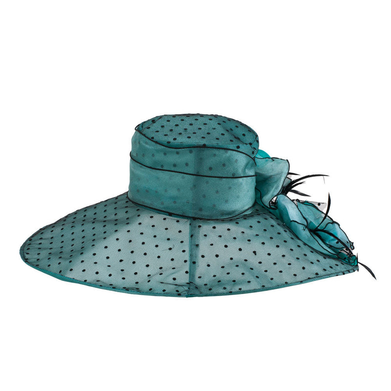Polka Dot Designed Flower Detailed Organza Hat