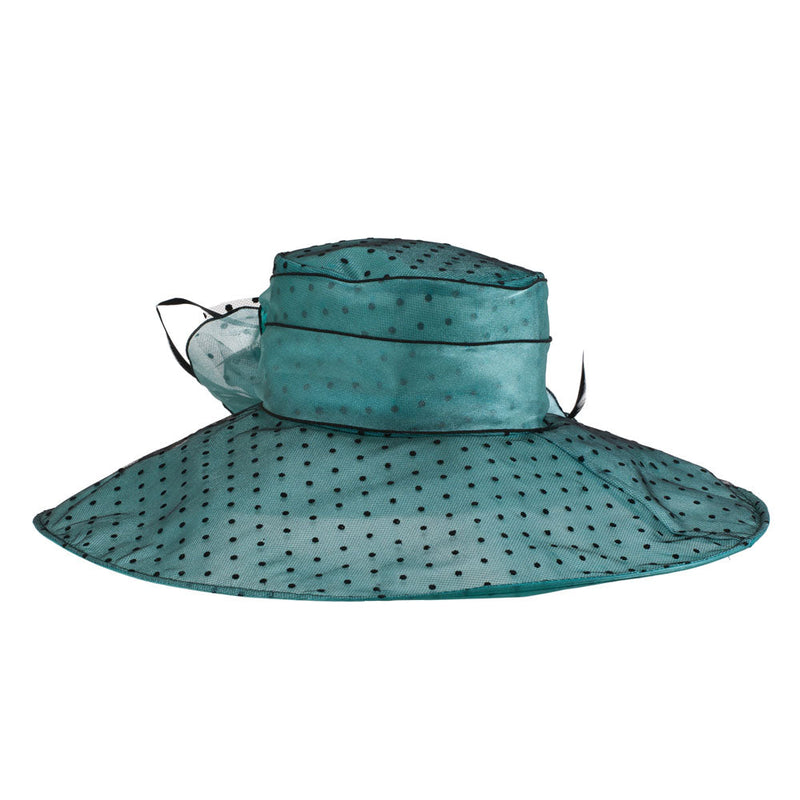 Polka Dot Designed Flower Detailed Organza Hat