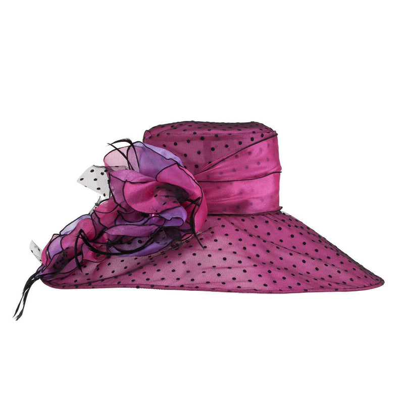 Polka Dot Designed Flower Detailed Organza Hat