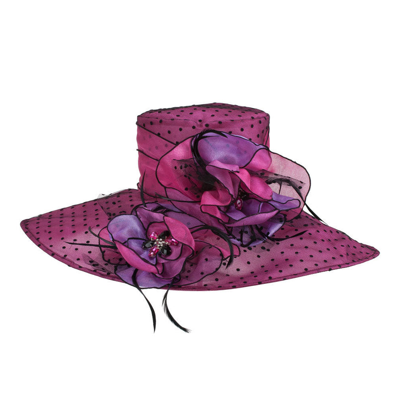 Polka Dot Designed Flower Detailed Organza Hat