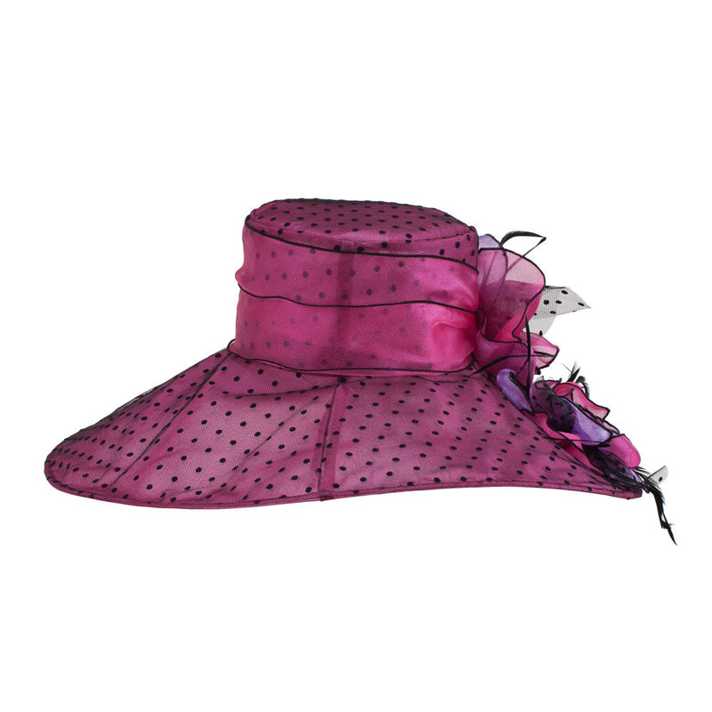 Polka Dot Designed Flower Detailed Organza Hat