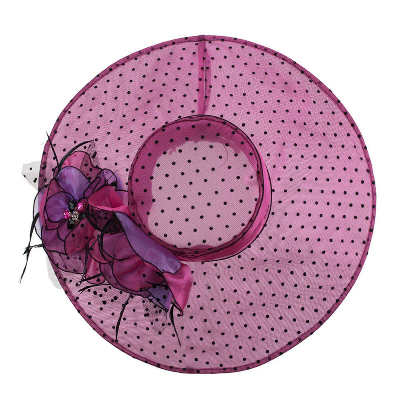 Polka Dot Designed Flower Detailed Organza Hat
