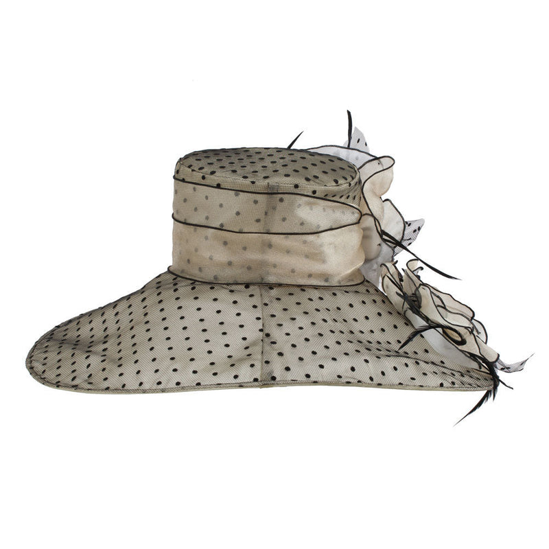 Polka Dot Designed Flower Detailed Organza Hat