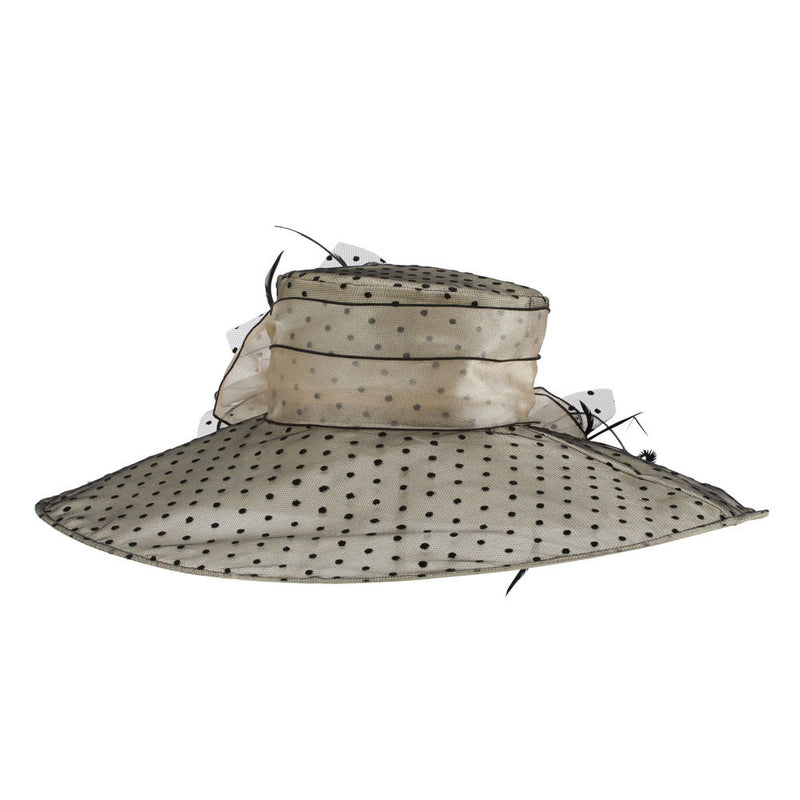 Polka Dot Designed Flower Detailed Organza Hat