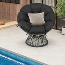 PE Wicker Papasan Chair with Thick and Removable Cushion-Black by LJGDeals