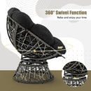 PE Wicker Papasan Chair with Thick and Removable Cushion-Black by LJGDeals