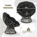 PE Wicker Papasan Chair with Thick and Removable Cushion-Black by LJGDeals