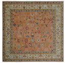 Peach and Ivory Hand knotted Oushak Custom Made wool Area Rug