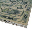 Peach, Charcoal and Green Hand knotted 8x10 and 9x12 Oushak Traditional Wool Area Rug by The Rug Decor