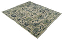 Peach, Charcoal and Green Hand knotted 8x10 and 9x12 Oushak Traditional Wool Area Rug by The Rug Decor