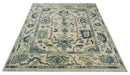 Peach, Charcoal and Green Hand knotted 8x10 and 9x12 Oushak Traditional Wool Area Rug by The Rug Decor
