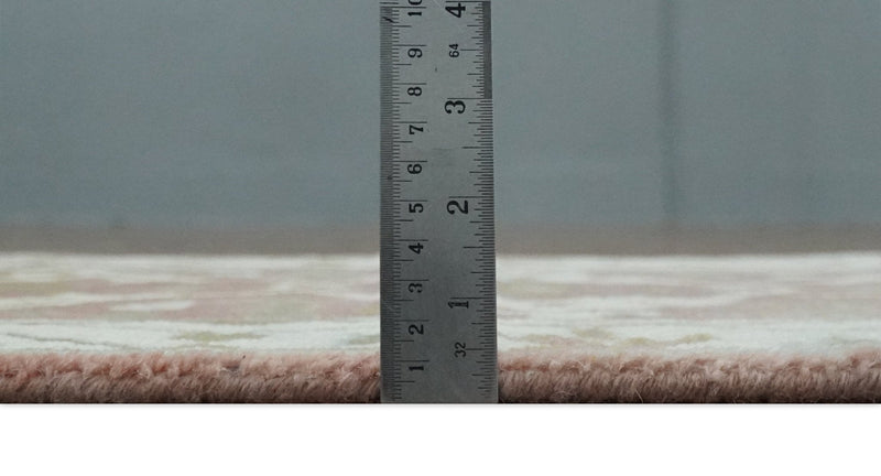 Peach, Ivory and Olive hand knotted 2x3 Oriental Oushak Wool Area Rug