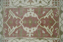 Peach, Ivory and Olive hand knotted 2x3 Oriental Oushak Wool Area Rug