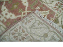 Peach, Ivory and Olive hand knotted 2x3 Oriental Oushak Wool Area Rug