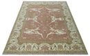 Peach, Ivory and Olive Hand knotted 8x10 and 9x12 Oriental Oushak Traditional Wool Area Rug, Kids, Living Room and Bedroom Rug by The Rug Decor