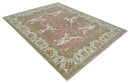Peach, Ivory and Olive Hand knotted 8x10 and 9x12 Oriental Oushak Traditional Wool Area Rug, Kids, Living Room and Bedroom Rug by The Rug Decor