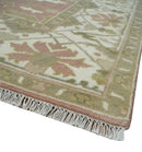 Peach, Ivory and Olive Hand knotted 8x10 and 9x12 Oriental Oushak Traditional Wool Area Rug, Kids, Living Room and Bedroom Rug by The Rug Decor