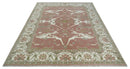 Peach, Ivory and Olive Hand knotted Multi size Oriental Oushak Traditional Wool Area Rug