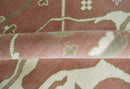 Peach, Ivory and Olive Hand knotted Multi size Oriental Oushak Traditional Wool Area Rug