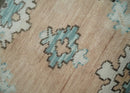 Peach, Ivory and Teal Hand knotted Traditional Oushak 8x10 wool Area Rug