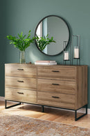 6-Drawer Mid-Century Dresser – Modern Storage with Pewter Handles