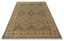 Peach, Mustard, Brown and Gray Oriental Hand Knotted 8x10 and 9x12 Wool Area Rug