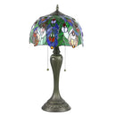 Antique Tiffany-Style Lamp Peacock | Glass Tabletop