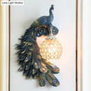 GobekUsa Peacock Blue Lodge Resin Wall Sconce Lighting with Clear Crystal Dome Shade - 1 Light Bedside Wall Light