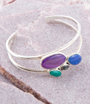 Peacock Multi-Stone and Sterling Silver Cuff Bracelet