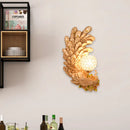 GobekUsa Peacock Wall Sconce with Crystal Shade - Country Resin 1-Light in Yellow/Green (1/2 Pack)
