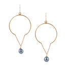 Pearl and Bronze Chain Earrings
