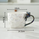 Pearl glazed bowknot handle porcelain mug set red & silver kitchen by Decorbites