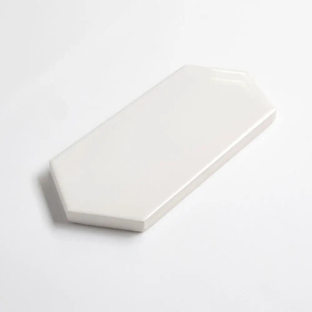 Pearl Glossy Picket Ceramic Tiles 3x6, close-up of the surface