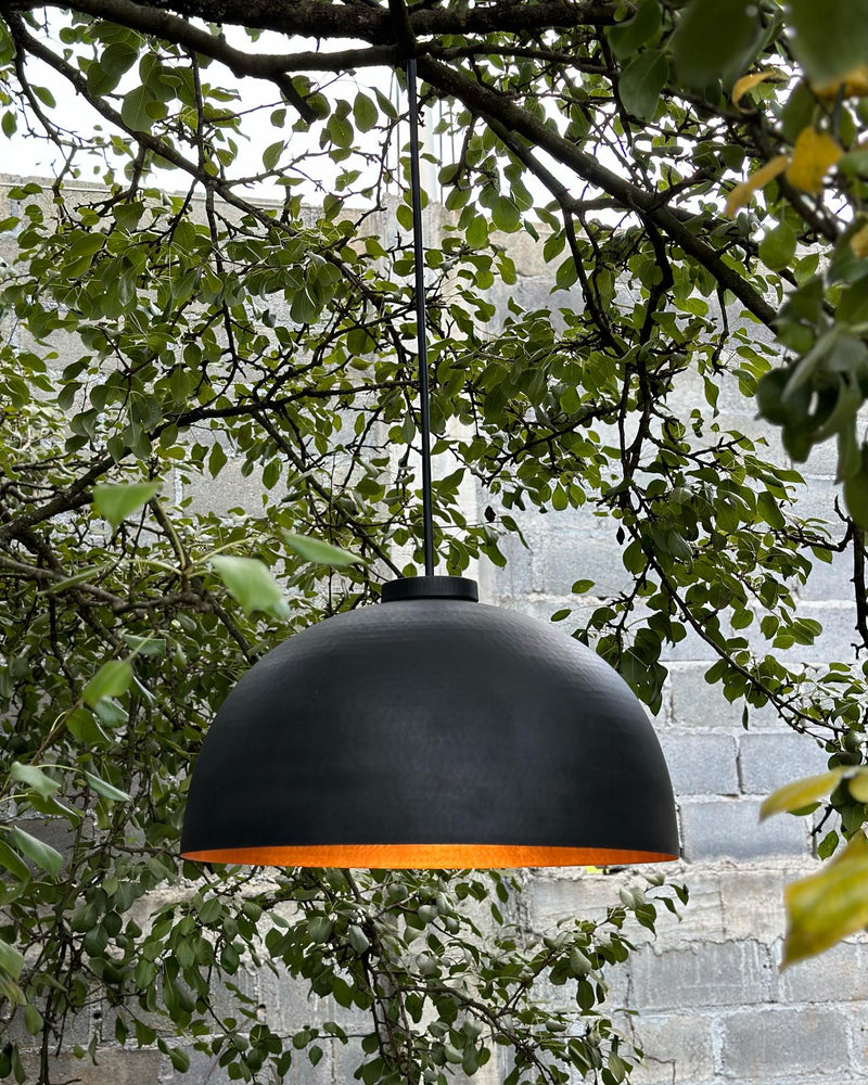 Copper Hanging Light, Black Dome Pendant Lamp, Kitchen Pendant Light.