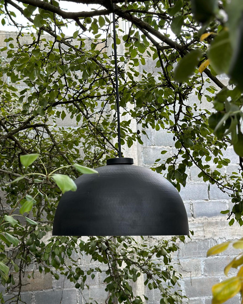 Copper Hanging Light, Black Dome Pendant Lamp