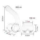 Penis Whiskey Decanter Bottle With Two Whiskey Glasses