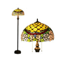 Peony Blossom Tiffany-Style Lamp Stained Glass for Floor