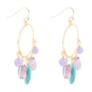 Purple Periwinkle Amethyst and Blue Magnesite Golden Chandelier Earrings