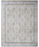 Ivory Traditional Persian Hand Knotted Wool Viscose 8x10 Area Rug