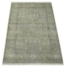 Beige and Gray Persian Oushak Hand Knotted Wool Area Rug 2x3 Feet Traditional