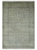 Persian Oushak 2x3 Hand Knotted Beige and Gray Traditional Wool Rug | N5423