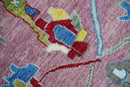 Pink and Blue Wool Oushak Area Rug - Hand Knotted Traditional by The Rug Decor