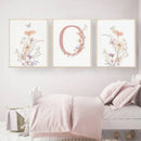 GobekUsa Personalized Pink Floral Nursery Wall Art