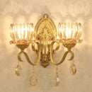 GobekUsa Petal Wall Mount Amber Glass Bedroom Wall Lighting with Crystal Deco - Modern Design in Brass