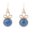 Petals of Blue Lapis Drop Golden Earrings