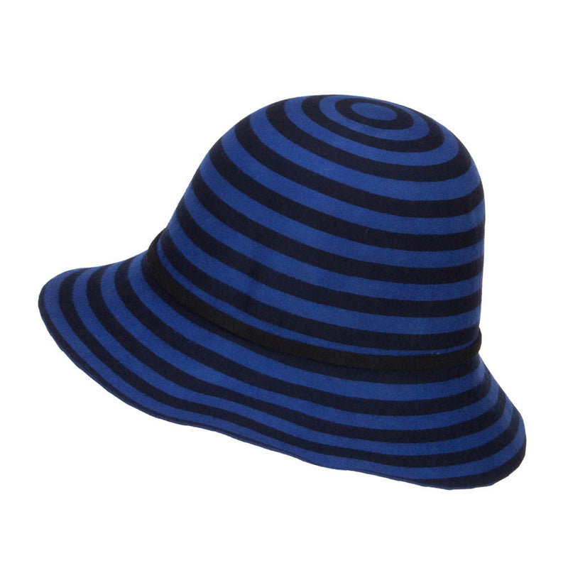 Striped Leaf Pin Floppy Cloche Hat